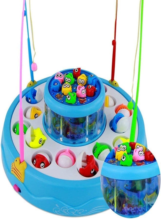 Velocious® Fishing Fish-Catching Game with 26 Piece Fishes, 2 Rotary Ponds and 4 Pods with Music and Light Function Multicolor - Image 1
